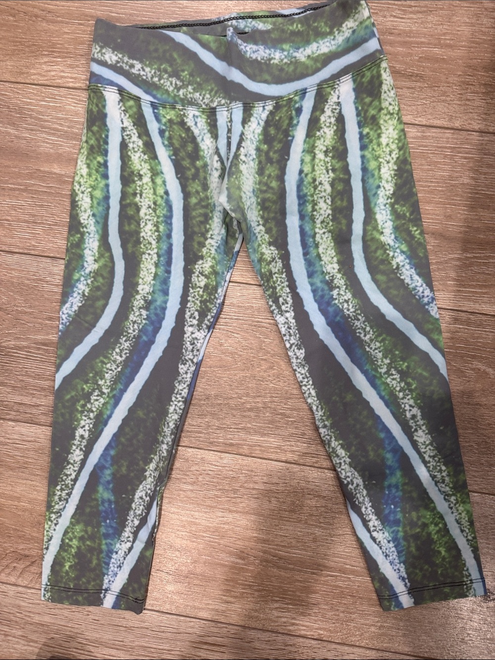 Women’s Active Capri Leggings in Green & Blue